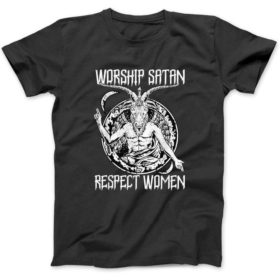 

Worship Satan Respect Women I Satanic Goat Head T-Shirt OCT Mens Womens Hoodie, Sweatshirt Longsleeve Black XXXXXL різнокольоровий