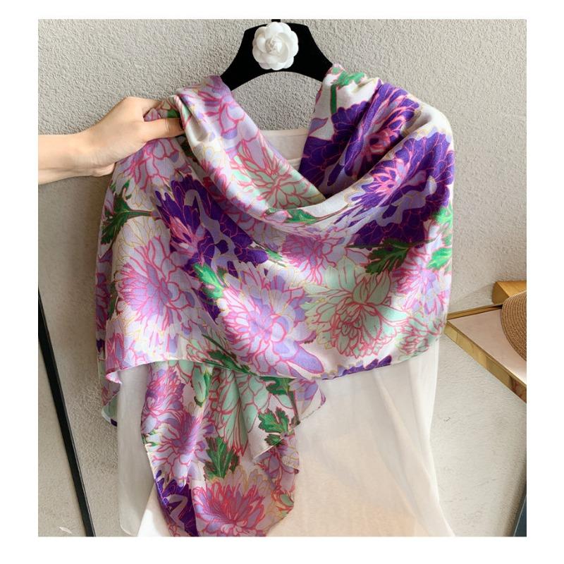 Women S Floral Printed Scarf For Spring Summer Travel Sun Protection Versatile Shawl