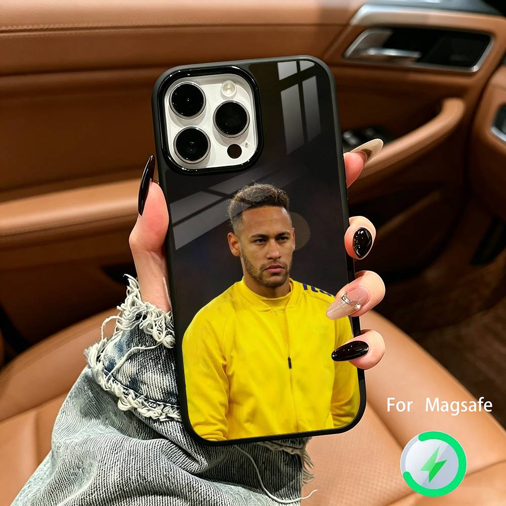 10-N- Neymar Funda de Teléfono de Fútbol Para IPhone17 16 15 14 13 12 11 Pro Max 16/15/14Plus Cubierta de Cargador Inalámbrico Funda