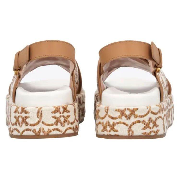 PINKO Monogram Fabric Comfortable Versatile Slide Sandals Women sandals Brown SD0061T006N63