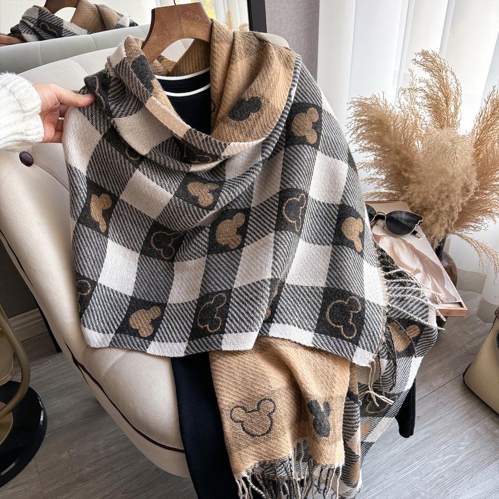Sciarpa Spessa Calda Invernale di Lusso Donna Sciarpa e Coprispalle in Cashmere Pashmina Foulard Bufanda Donna Lunga con Nappe Echarpe