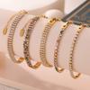 Elegant French-Inspired Tennis Bracelet With Full CZ Stone Setting Geometric Design Titanium Steel 18K Gold Plated Women