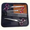 Portable Pet Grooming Scissor Set: Flat & Curved Hairdressing Tools