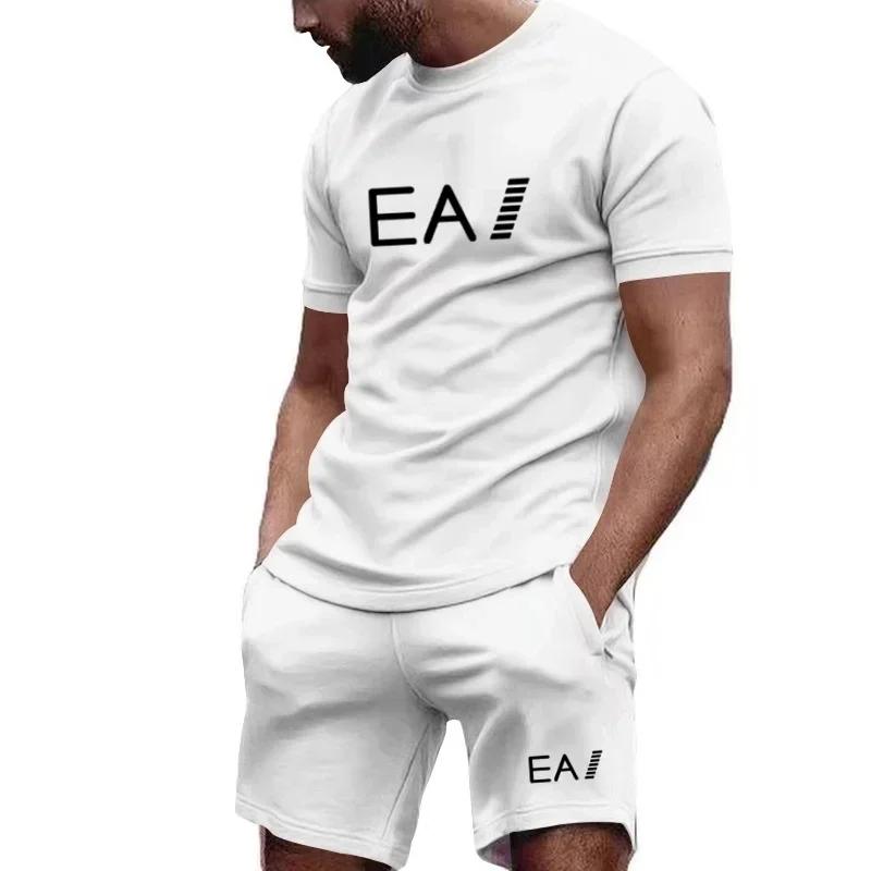 Men's Two-piece Set, Short-sleeved T-shirt and Shorts, Breathable, Casual and Fashionable Suit, New Summer