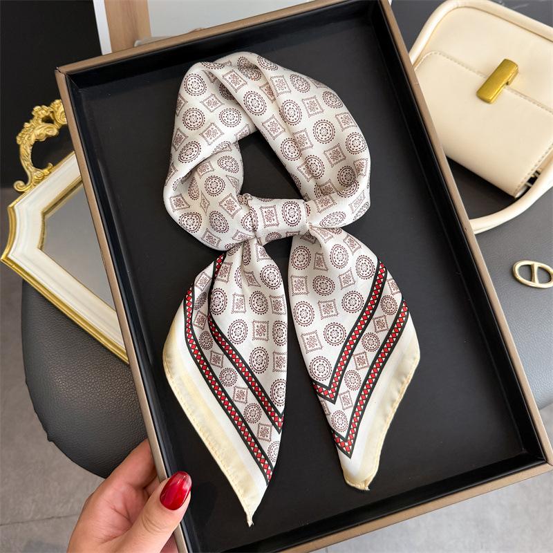 Luxury Print Square Silk Scarfs For Women Decorate Neck Ties Fashion 70*70Cm Kerchief Lady Summer Beach Hijab Female Neckerchief