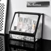 Luxury Glass Cosmetic Organizer - Dustproof Storage for Skincare, Lipsticks, and Masks
