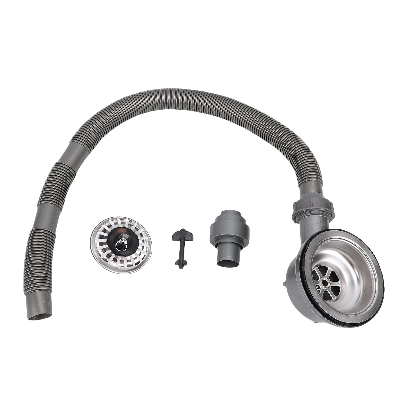 

Сливной узел для раковины Зеркальная полировка Нержавеющая сталь для автодома Кухонный сливной фильтр с пробкой Шланг 32,28 дюйма для раковины с