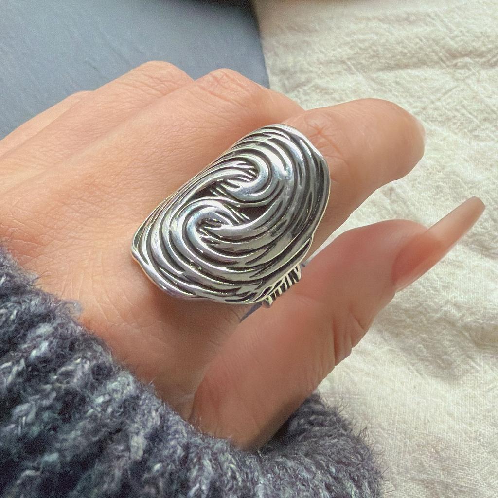 925 Silver Rings for Women Couple Minimalist Handmade Simple Wide Moon Ring Set Party Jewelry Gift Prevent Allergy