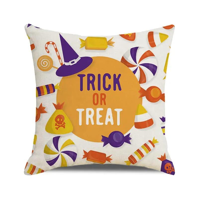 Halloween Decorative Cushion Cover Pumpkin Bat Wizard Ghost Pillowcase Suitable for Home Living Room Sofa Room Decoration