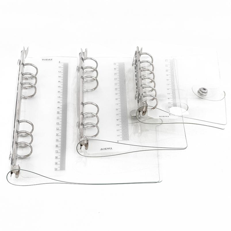 1Pc Transparent Notebook Binder Student Planner Binder Office Supplies 6 Ring A7/A6/A5
