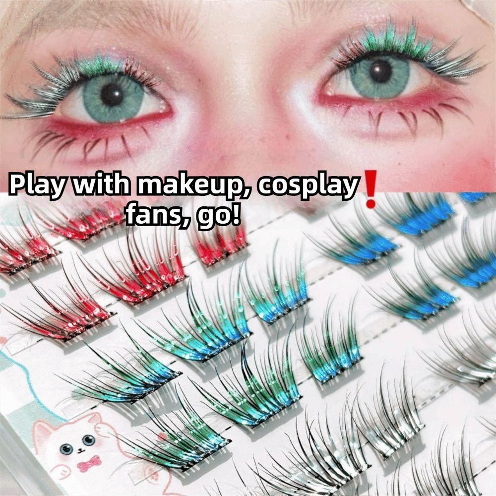 Natural Gradient Color Eyelashes 11-13mm Mix Length Individual Segmented Lashes  Christmas Makeup