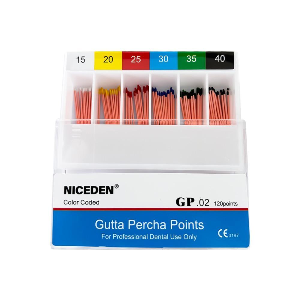 Niceden Dental Gutta Materials Percha Root Points Endodontics Cotton Fiber Tips Dentistry GP Canal Taper 02 04 06 #15-40 F1-F3