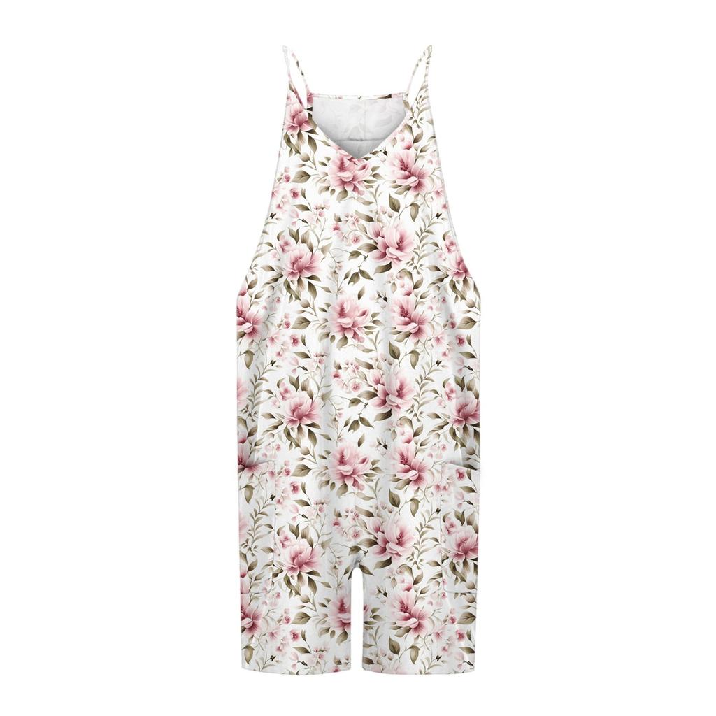 Girls' Sleeveless Romper - Casual Spaghetti Strap Jumpsuit With Pockets