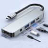 4K@30Hz 100W PD Plug&Play 5-in-1 USB C Hub Type C to HDMI-Compatible USB3.0/2.0 & 3.5mm Audio Jack for Laptop Smartphone Tablet