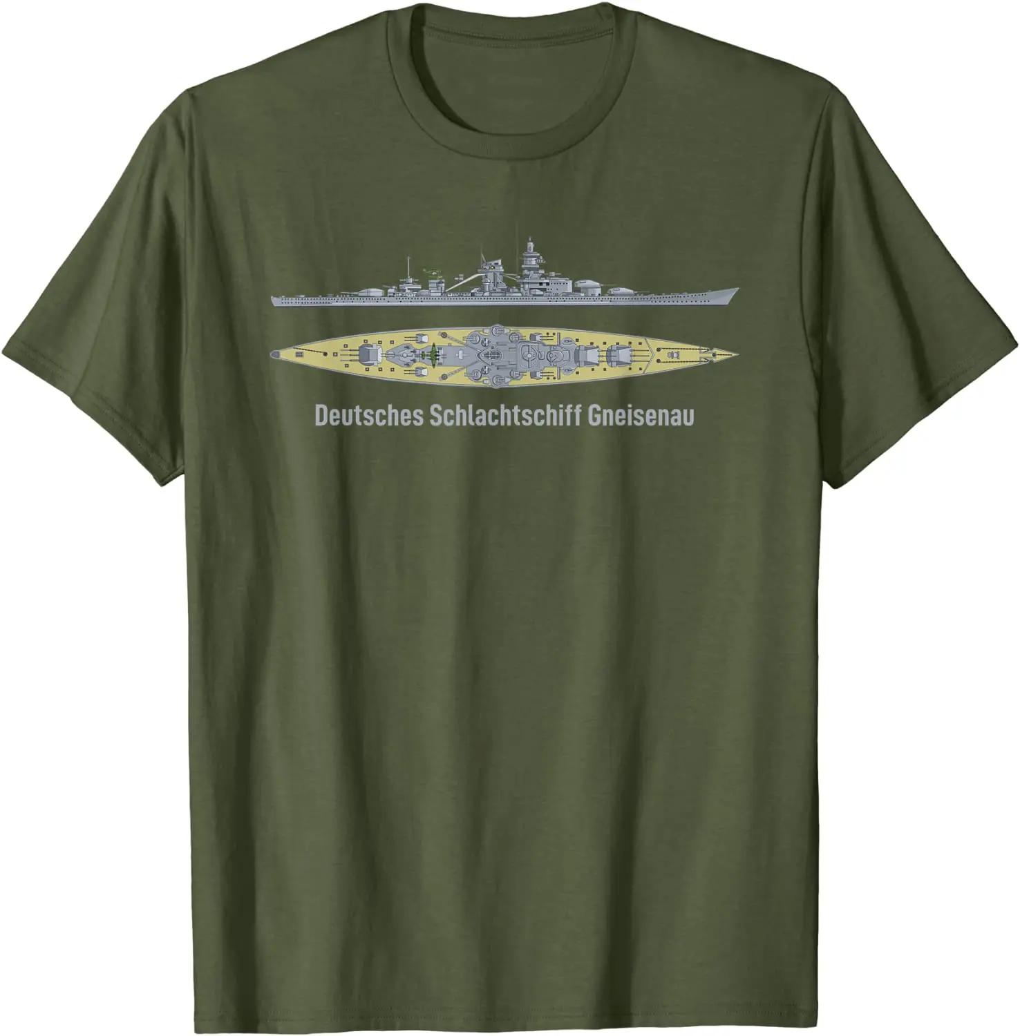 

German Battleship Gneisenau WW2 German Naval Warships T-Shirt 100% Cotton O-Neck Summer Short Sleeve Casual Mens T-shirt 4XL