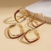 18k real gold electroplating dripping oil irregular geometric waves three-layer silver needle earrings retro simple earrings