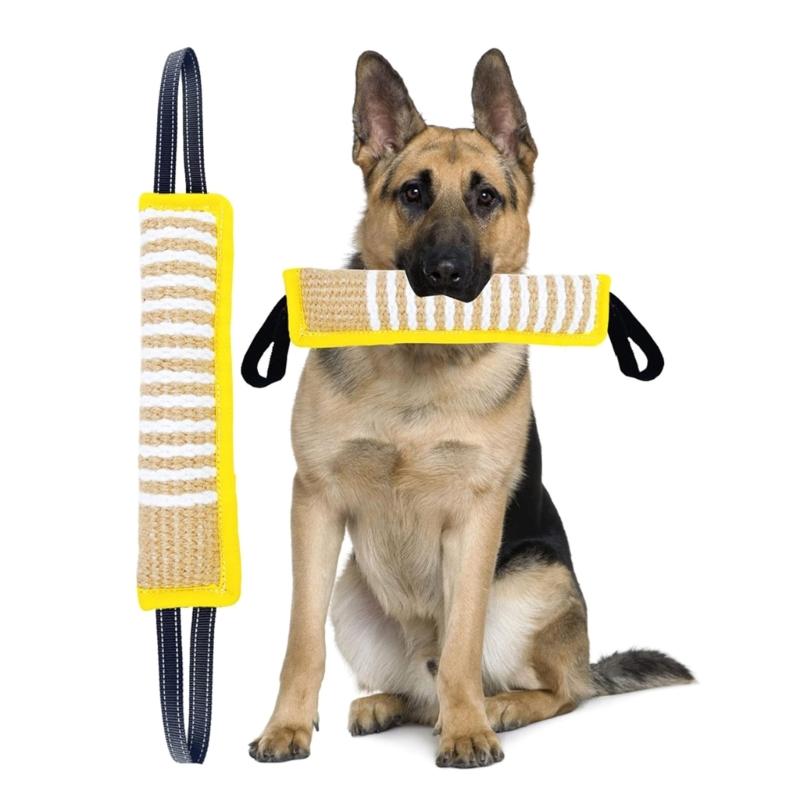 Dog Molar Toy with 2 Handles Tossing Teething Game Toy Reflective Pillow