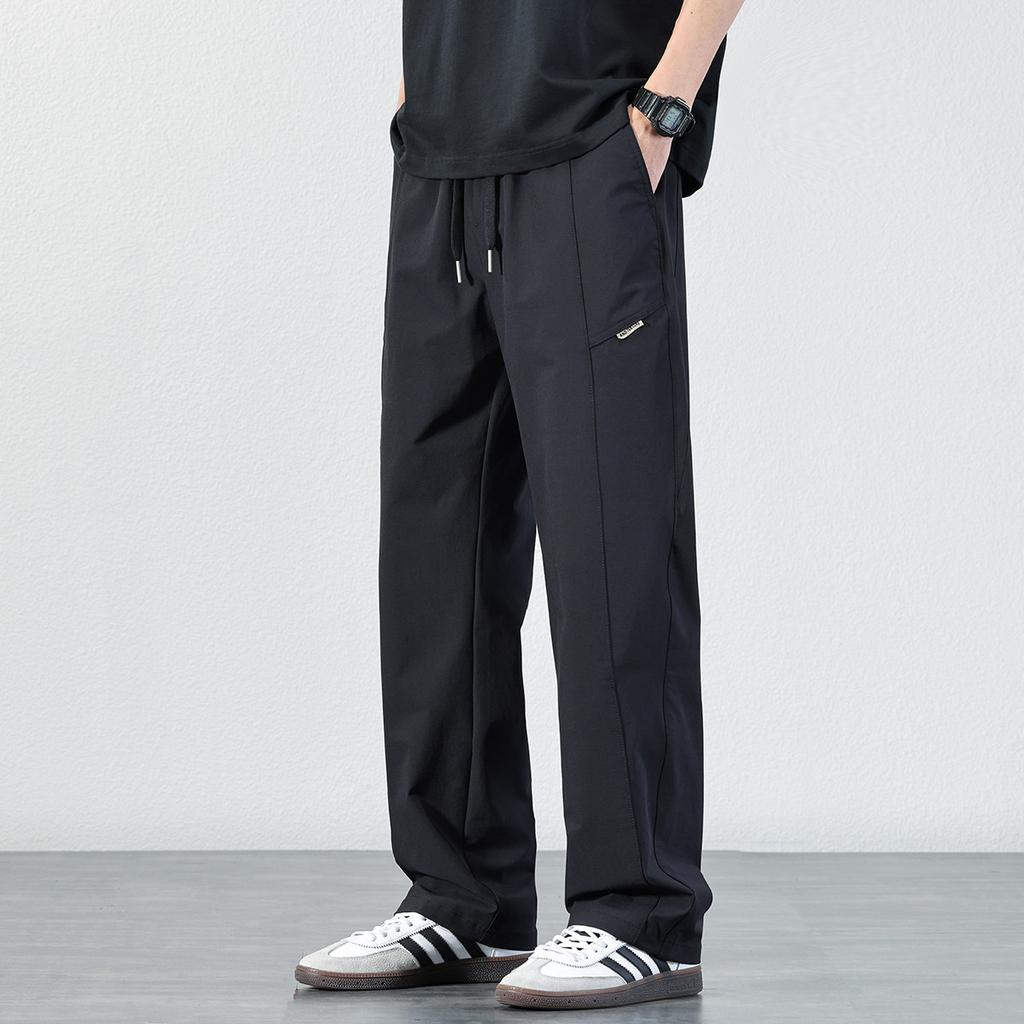 Khaki Casual Pants Men's Summer Ice Silk Quick-drying Pants Loose Straight Sports Trousers