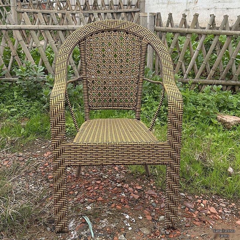 Breathable High Back Rattan Chair for Outdoor & Indoor Use - Waterproof, Sun Protection, Ideal for Balcony or Teahouse