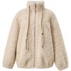 Sancai Women's 2025 Winter Faux Fur Stand Collar Jacket