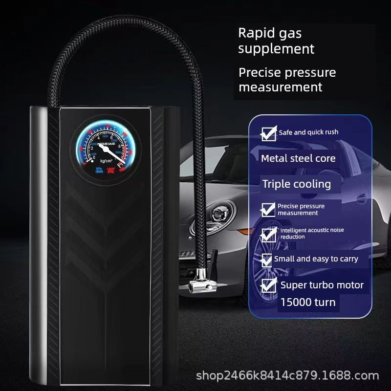 

Vehicle Air Pump Car Portable Wireless Automobile Belt Tire Pressure Measuring Electric Car Dual-Use Air Pump Voltage Regulating Black Plug-In Car