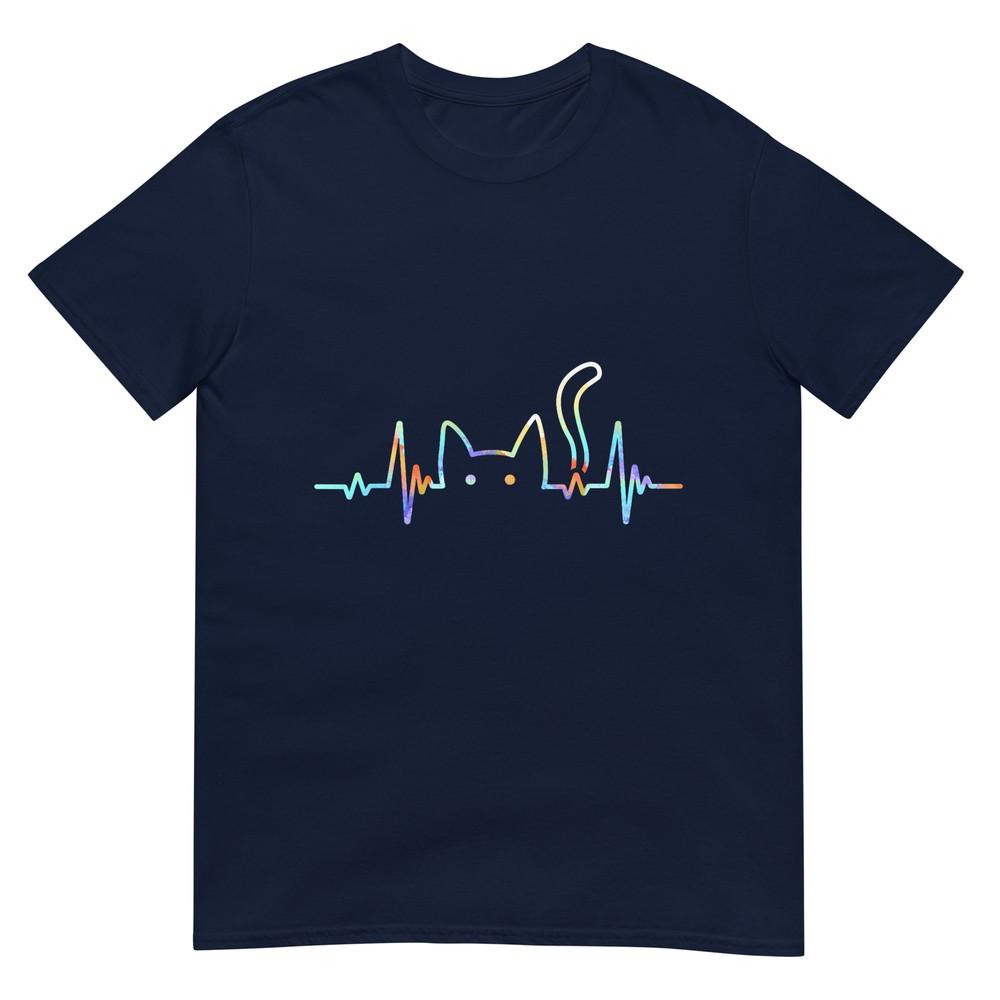 Heartbeat Cat Lover Animal Silhouette Cute Cat Tshirt S