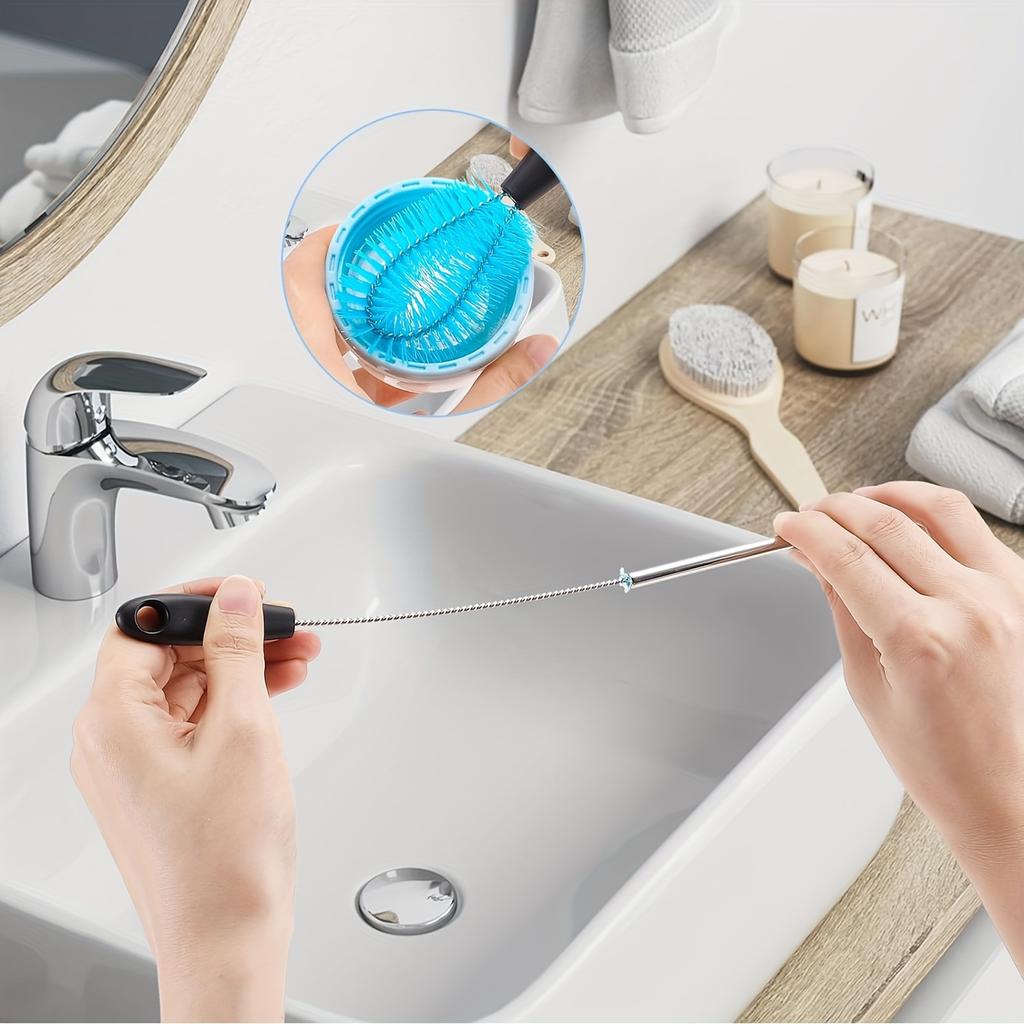 3-in-1 Stainless Steel Water Bottle Brush Set Cleaning Brush Long Handle Water Bottles Cleaner Washing Kitchen Scrubbing Tools