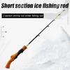 Portable Ice Fishing Rod Wooden Handle Winter Fishing Pole Tackle Accessories