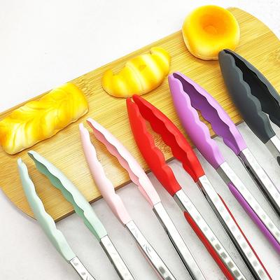Pinces de Grill BBQ en Silicone Premium 9 Pouces Outils de Cuisine Pinces de Grill Antiadhésives Pince à Barbecue Pince à Salade Gadgets en Acier Inoxydable