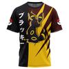 Men's Umbreon Japanese Text Full Print Short Sleeve T-Shirt, Breathable Quick Dry High Elastic Crew Neck Anime Streetwea