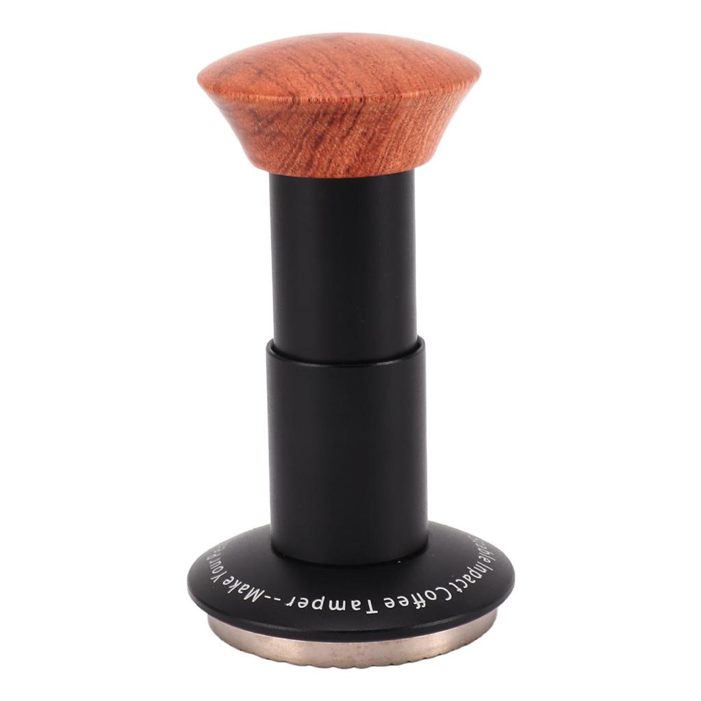 Coffee Tamper Spring Loaded Tamper Calibrated Coffee Tamper Wood Handle Waffle Base 58mm