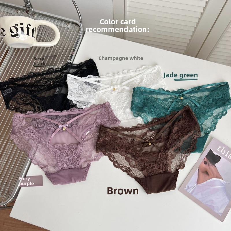 Lady Summer Pure Desire Sexy Lace Cross Thin Band Hollow Beautiful Buttock Triangle Briefs