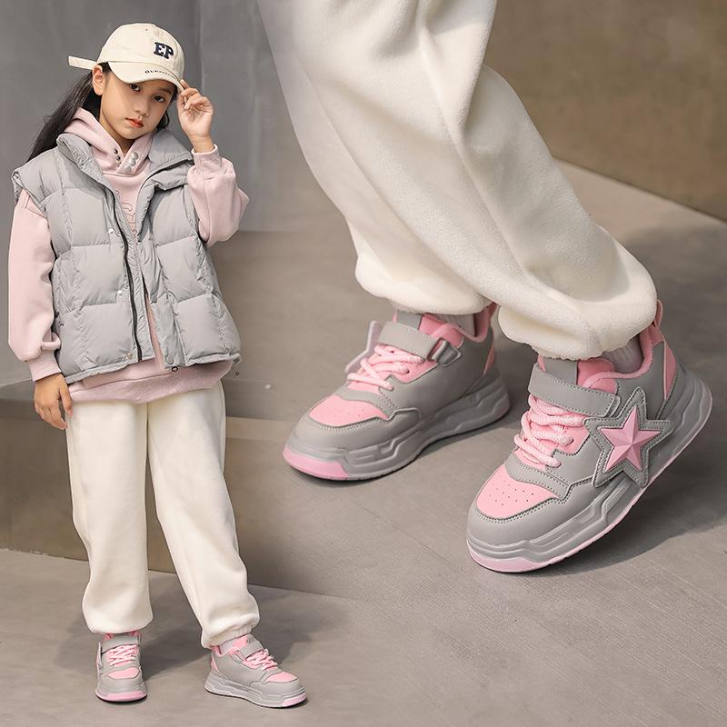 Winter New Velvet Boys Leather Sneakers
