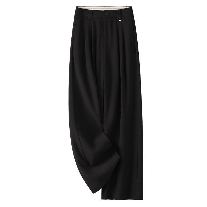 

Women s Black Wide Leg Drapey Pants 2025 - Slimming Casual Spring & Autumn Style S