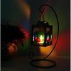 Morningplace Nordic Candle Stand Holder Antique Hanging Hook Stained Glass Grid Design Interior (Black)
