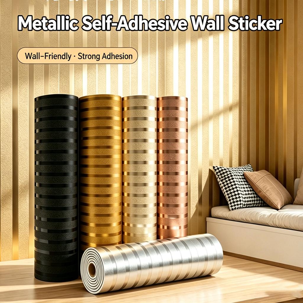 2.3mm Thick Metallic Self-Adhesive Wallpaper Waterproof Scratch-Resistant Vinyl Film Home Renovation, Living Room Bedroom Wall Decor