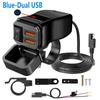 PD+QC3.0 Motocykl USB Rychlá nabíječka 60W Duální USB zásuvka na řídítka se spínačem Voltmetr Vodotěsný 12V napájecí adaptér