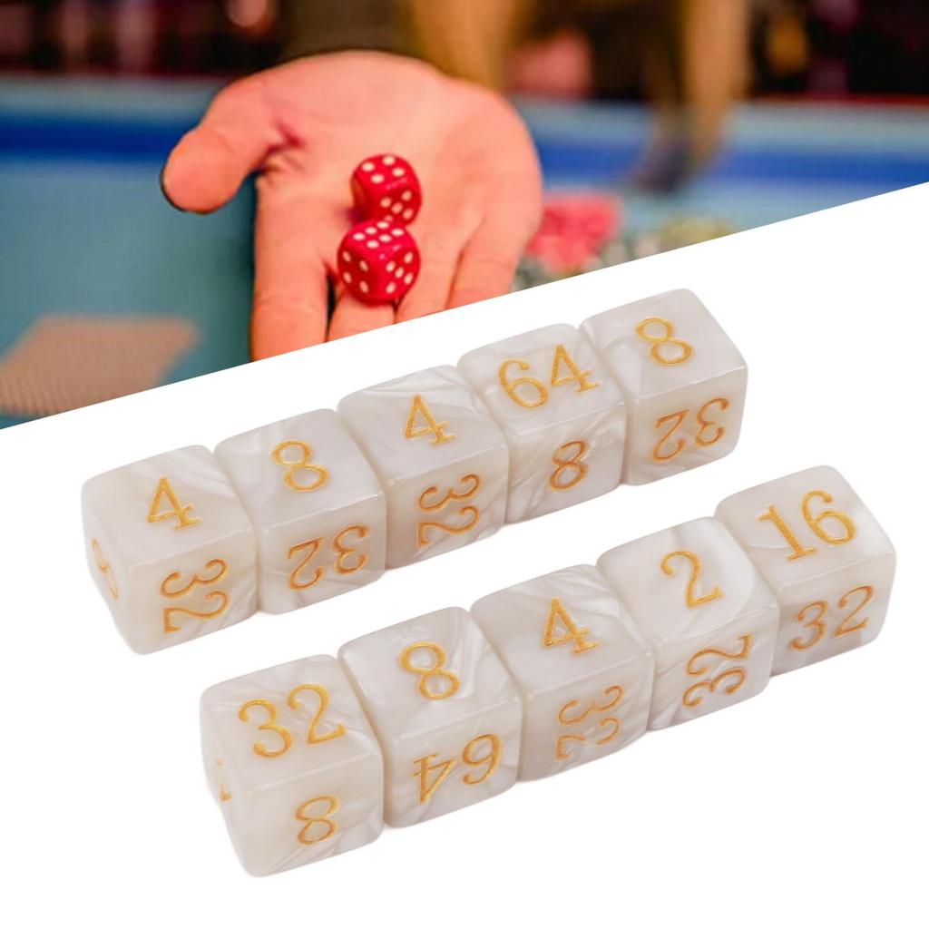 30PCS Number Dice Six Sided Multiples of 2 Number Plastic Light Weight Portable Dice   for Teaching Board Games