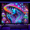 Nuxovilar UV Reactive Tapestry Skeleton Halloween Dinner Scene BlackLight Tapestries Cool UV Black Light Spooky Party Tapestry L