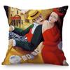 Pittura ad Olio Vintage Nordica di Bella Donna Arte Copricuscino Decorativo per Divano Custodia per Cuscino da Lancio Felice Storia d'Amore di Coppia per Sedia