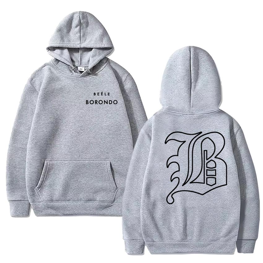 Hot Rapper BEELE Borondo Double Sided Logo Printed Black Hoodies Unisex Vintage Hip Hop Streetwear Men Women Fleece Sweatshirt