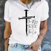 Love Like Jesus Crewneck Print TShirt Short Sleeve Crew Neck Casual Top for Summer Spring Womens Clothing Regular Short Sleeve