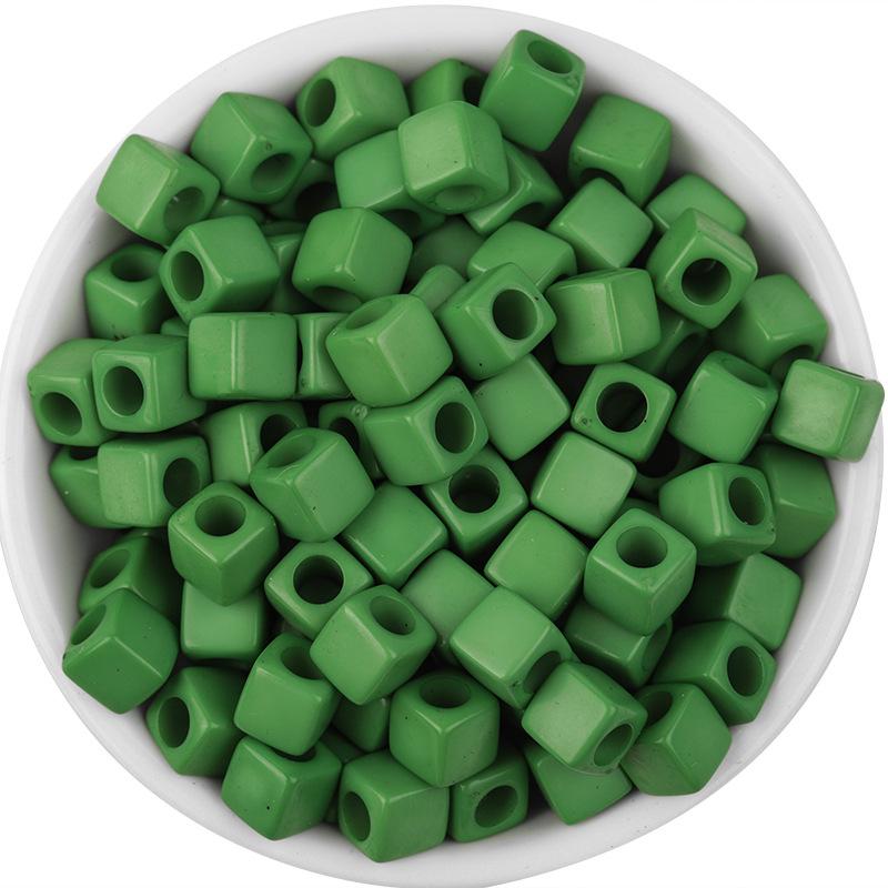 100-Pack Acrylic Square Beads: Solid Color, Large Hole for DIY Colorful Beading Projects