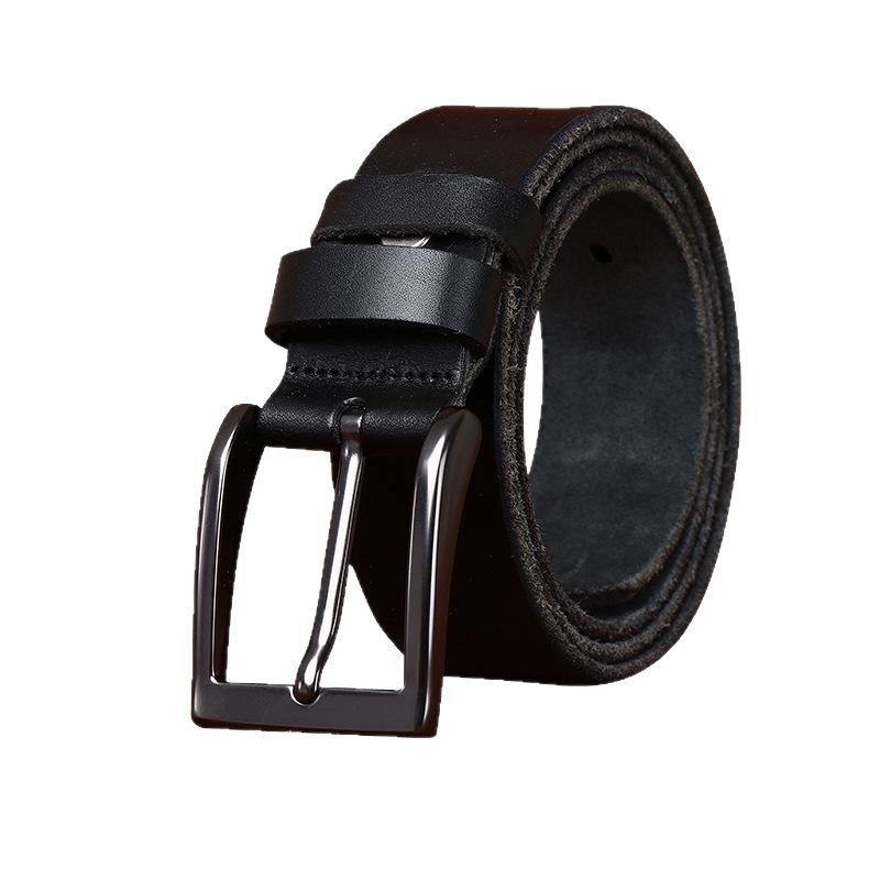 3.8Cm Wide Washed Retro Belt Men'S Genuine Leather First Layer Cowhide Pin Buckle Simple Casual Jeans Belt Men'S