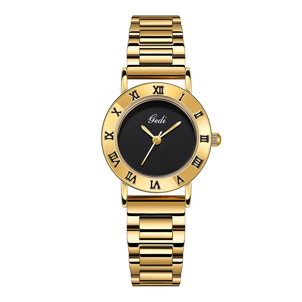 Fashionable Steel Strap Women's Watch, Light Luxury, Retro Quartz Watch, Simple Roman Scale, Elegant Women's Watch