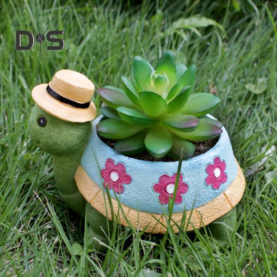 Turtle Plant Pot Decoration High Durability Waterproof Cartoon Cute Turtle Animal Succulents Holder Resin Flower Pot