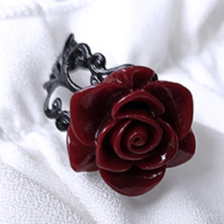 Gothic Red Rose Rings Pagan Vintage Halloween Cool Girl Gift Party Jewelry Rings