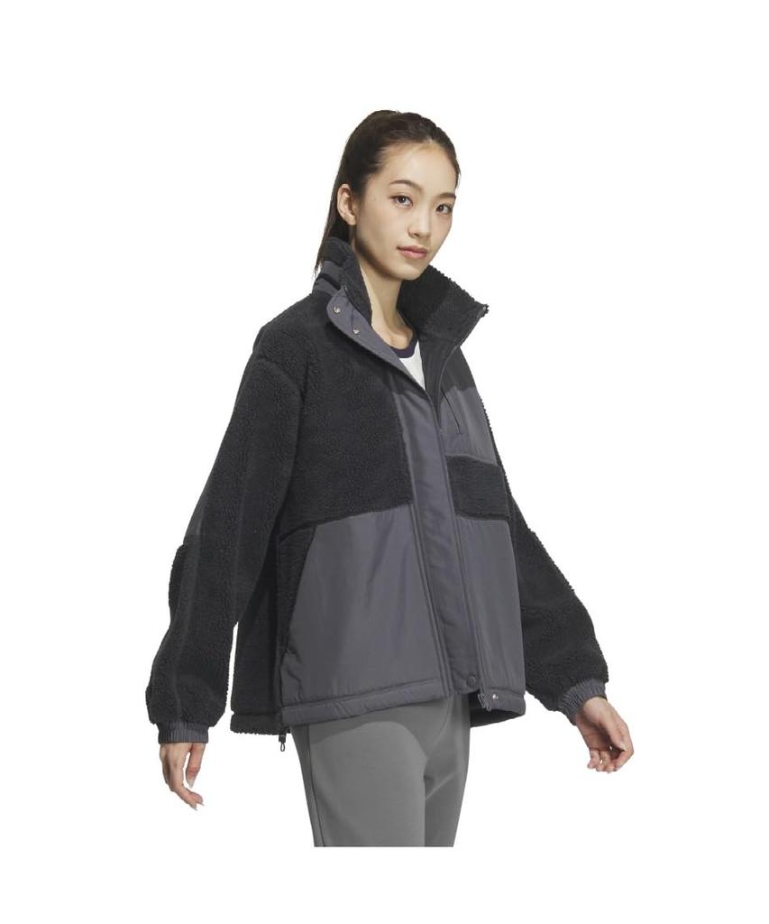 Adidas KTX54 Carbon Fleece Warding Loose Fit Boa Full Jacket Women's Zip-Up (JG8223)