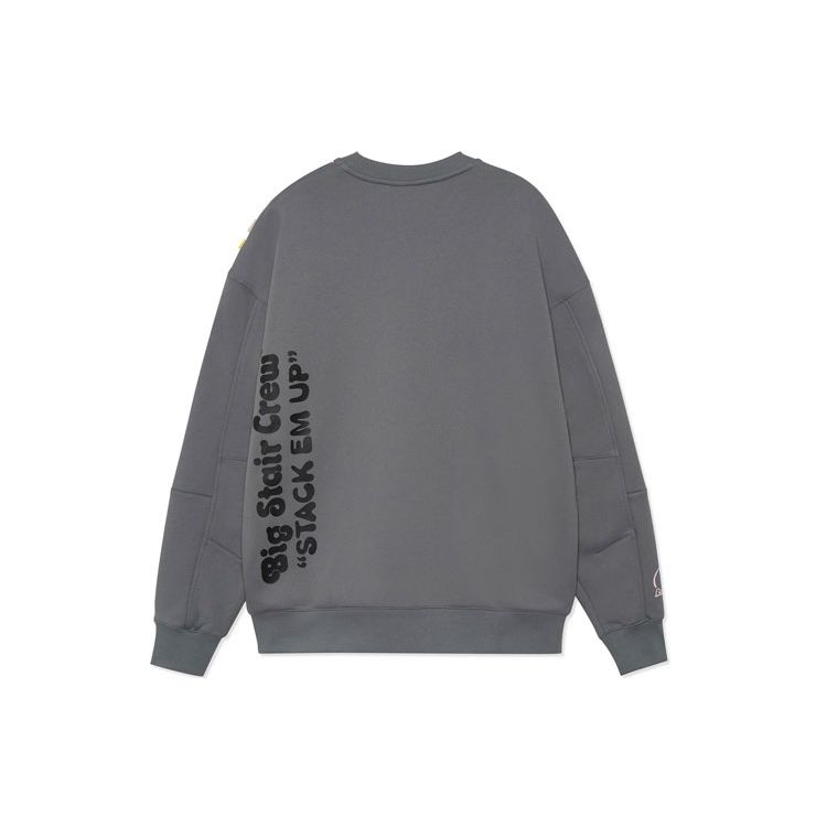 Série Skateboard Li Ning Divertido Estampa de Desenho Animado Moletom Quente de Lã Pulôver Moletom Unissex Cinza AWDRF81-1