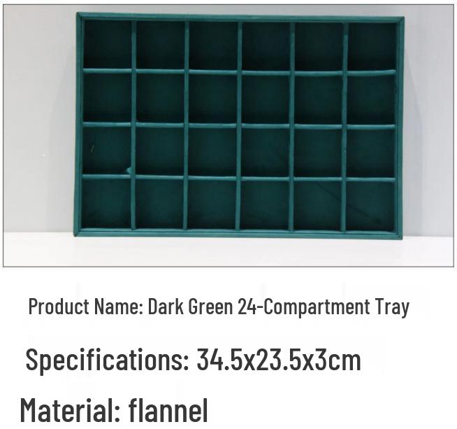 Velvet Dark Green Jewelry Display Tray for Rings, Necklaces, and Earrings